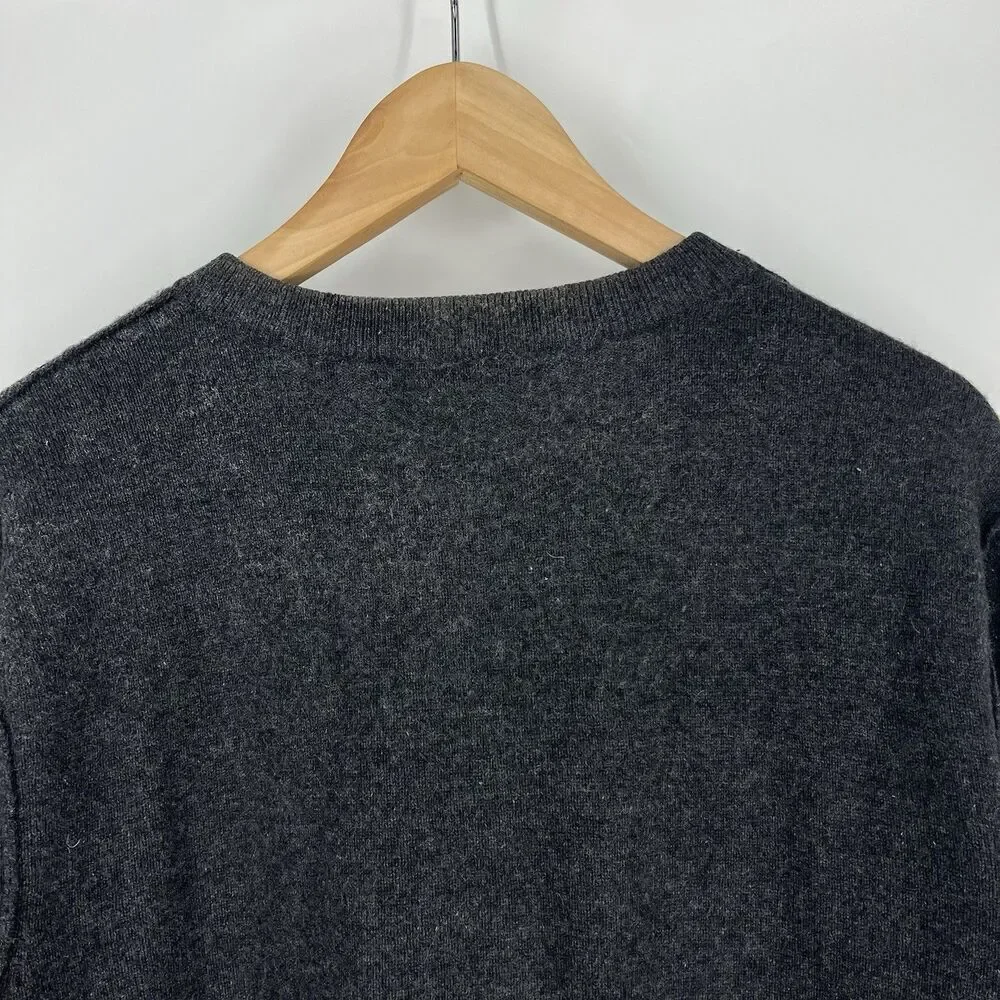 Vince Cashmere Sweater Size Medium Mens Gray Raglan Pullover Elbow Patch V Neck